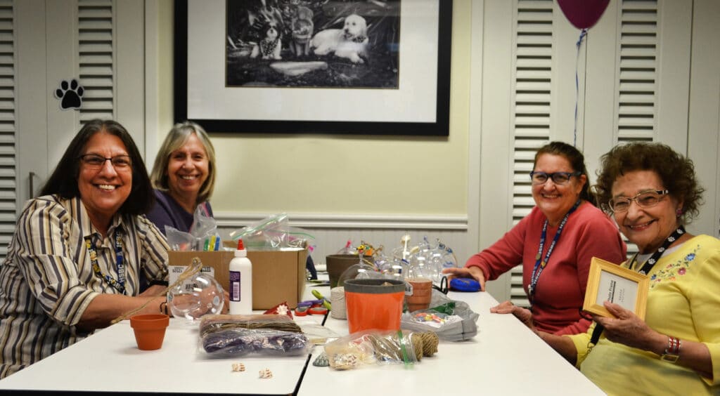 ladies at table smiling